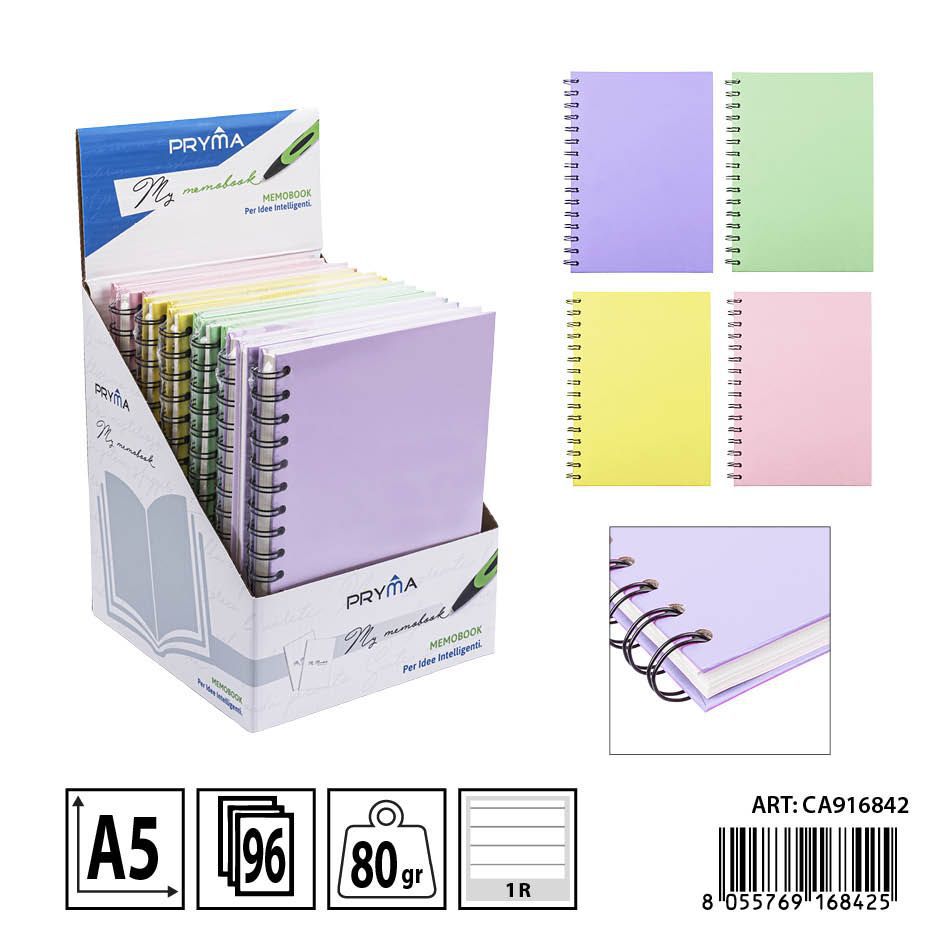 Libreta con anillas A5 96ff 1r 21x15cm color pastel