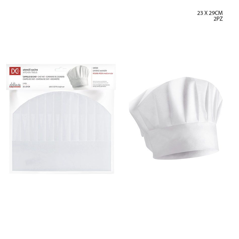 Sombrero de chef 23x29cm 2pz para cocina profesional