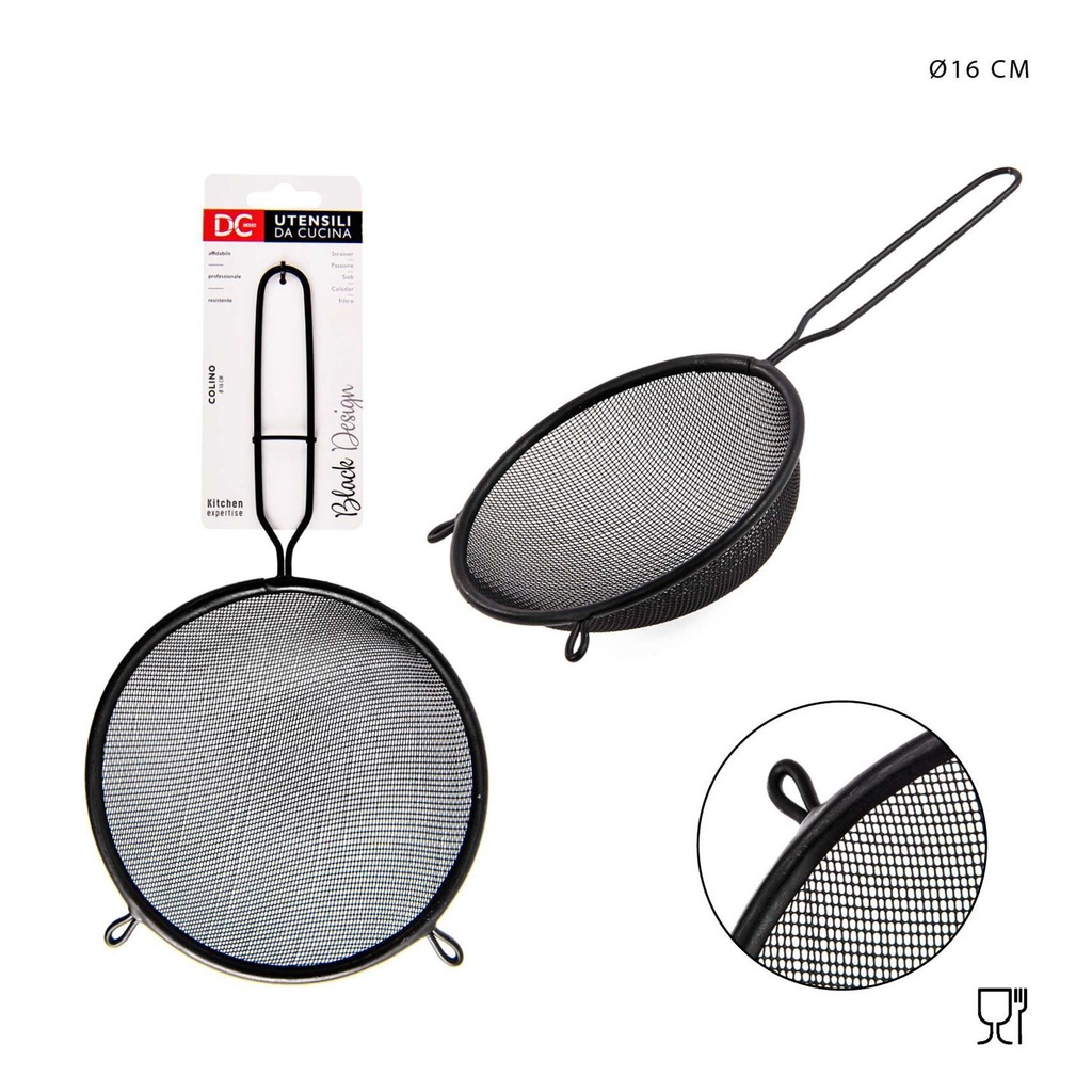 Colador de metal 16cm Black Design para cocina