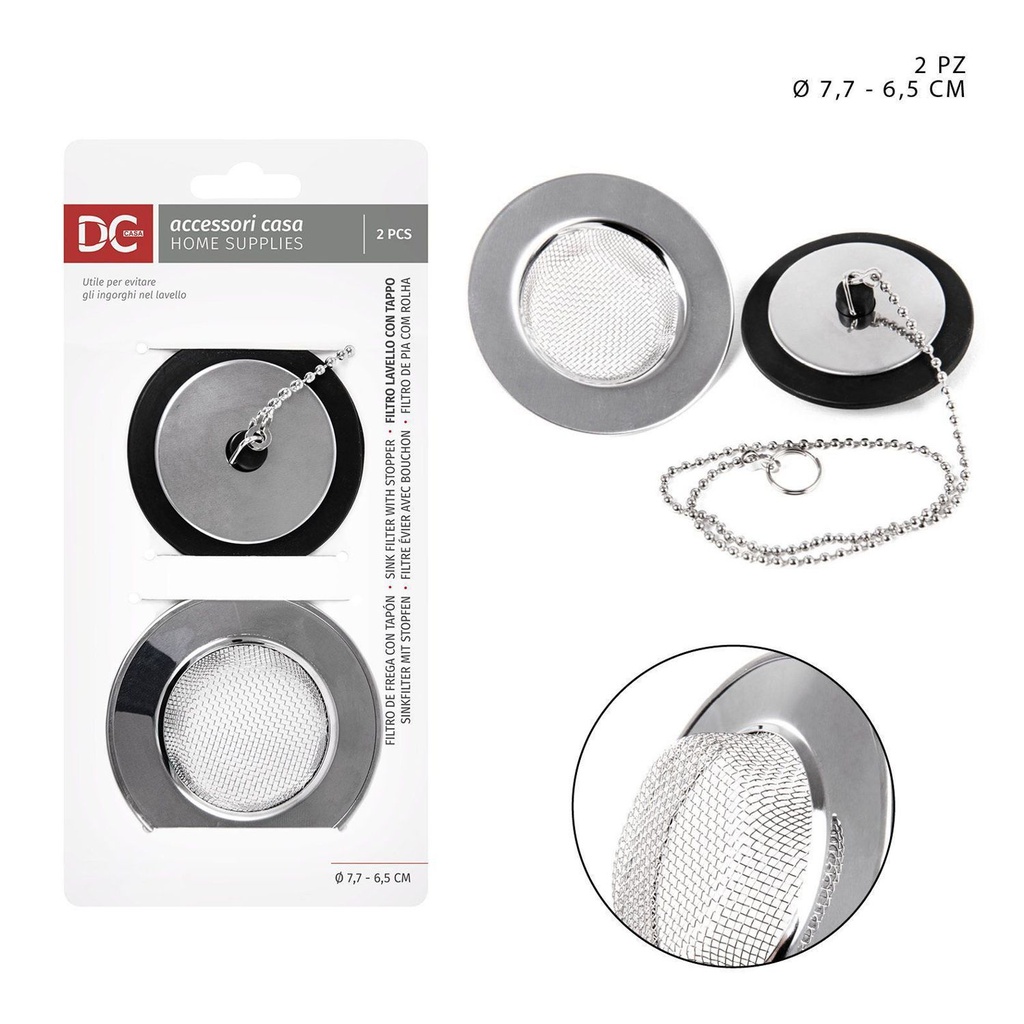 Filtro de fregadero + tapa de acero 2pzs - Utensilios de cocina