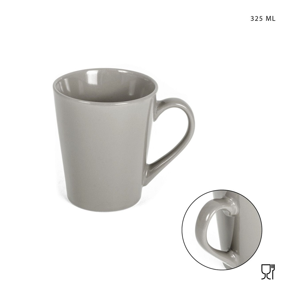 Taza mug con asa de gres 325ml gris para bebidas calientes