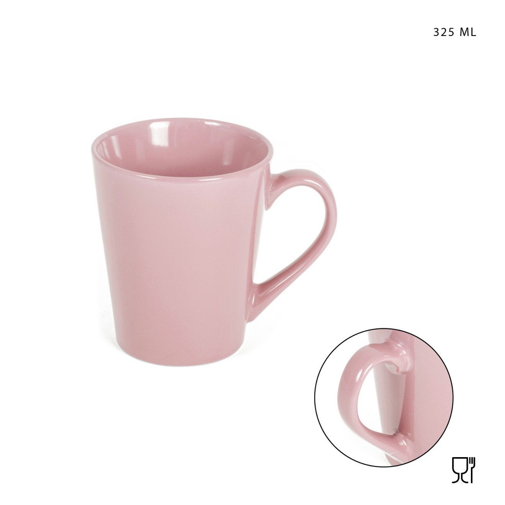 Taza de gres rosa con asa 325ml