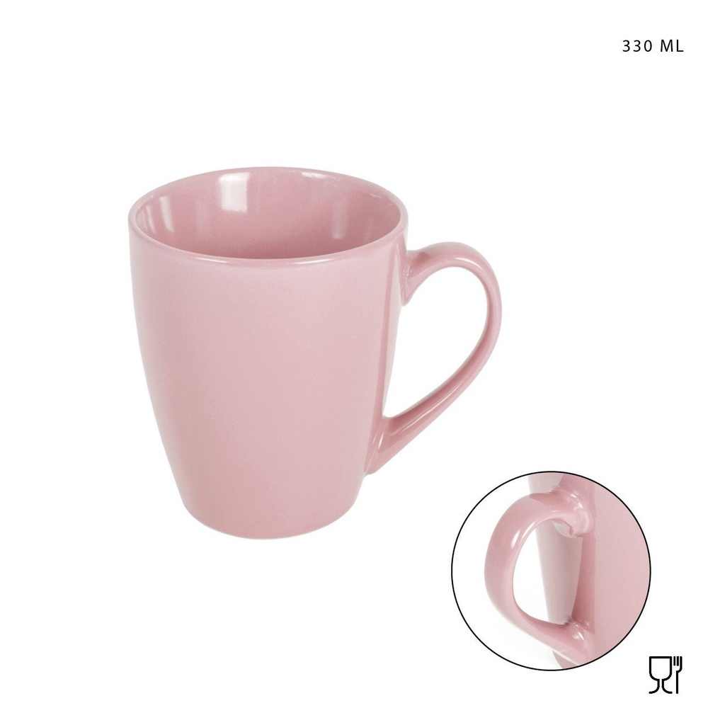 Taza mug con asa de gres 330ml rosa