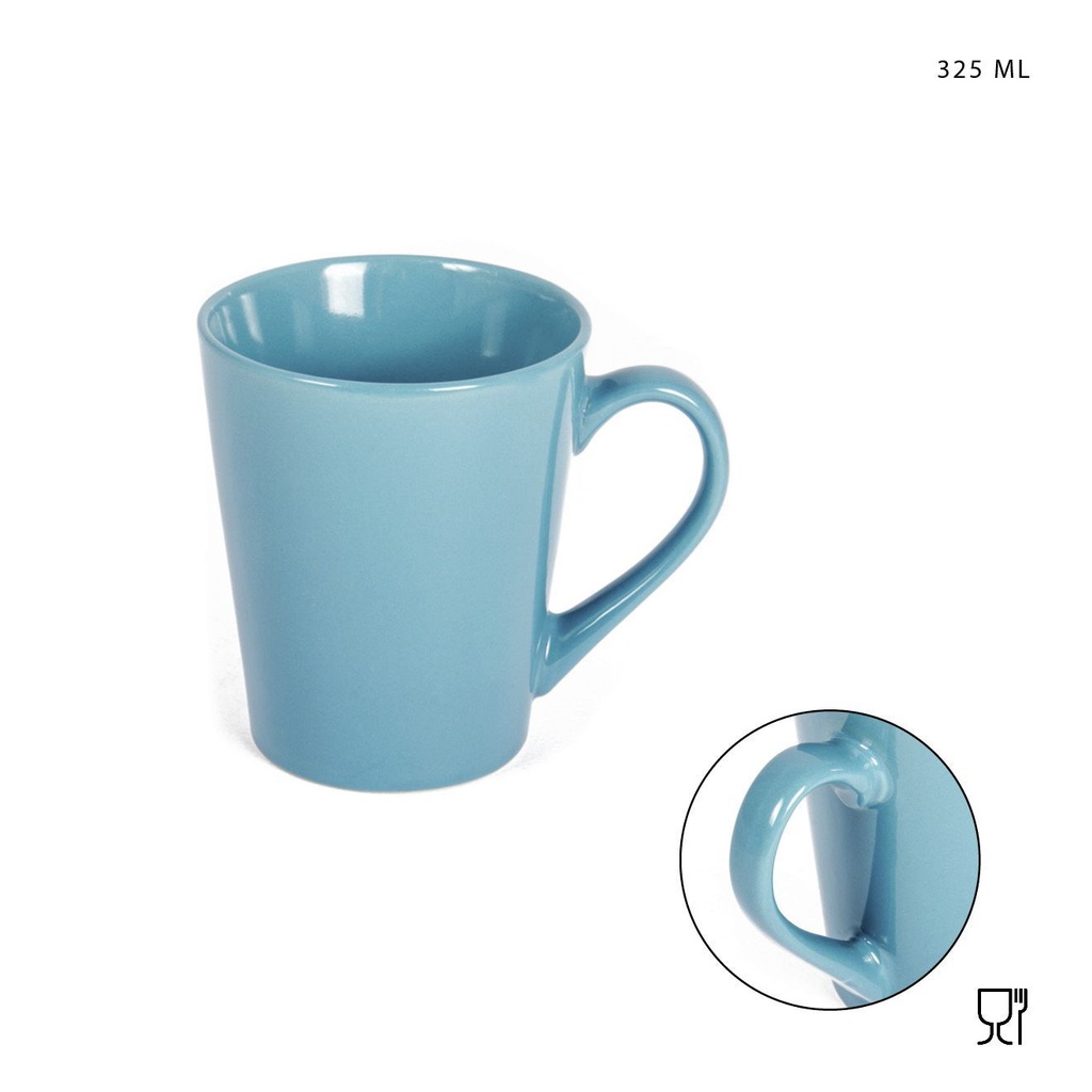 Taza de cerámica con asa 325ml celeste