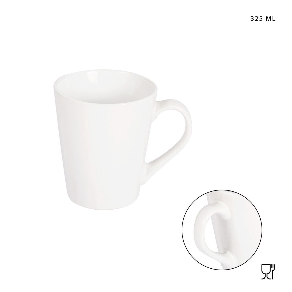 Taza mug de gres blanco 325ml utensilio de cocina