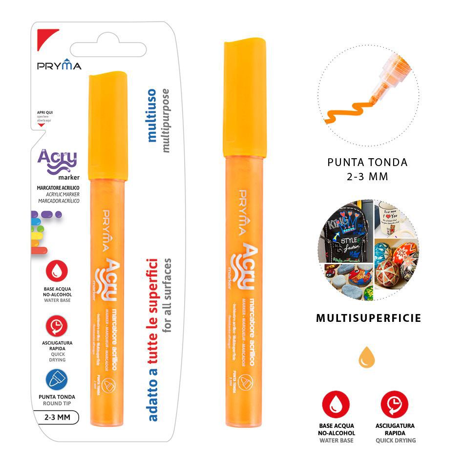 Rotulador acrílico redondo 2-3mm naranja