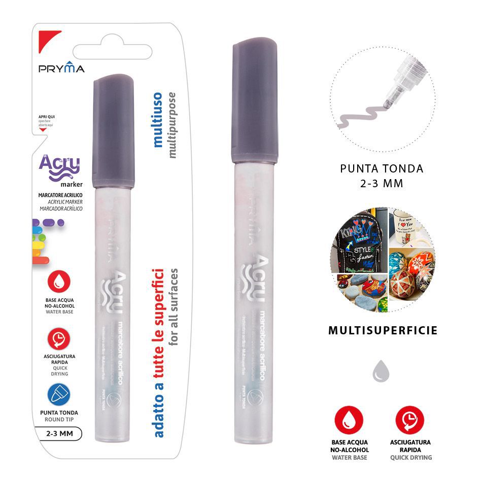 Rotulador redondo acrílico 2-3mm gris para escritura y dibujo