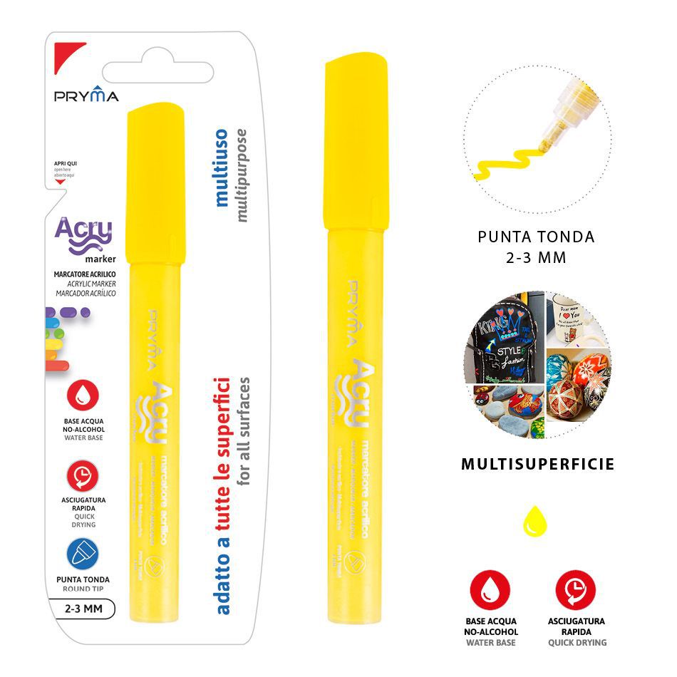 Rotulador redondo acrílico 2-3mm amarillo