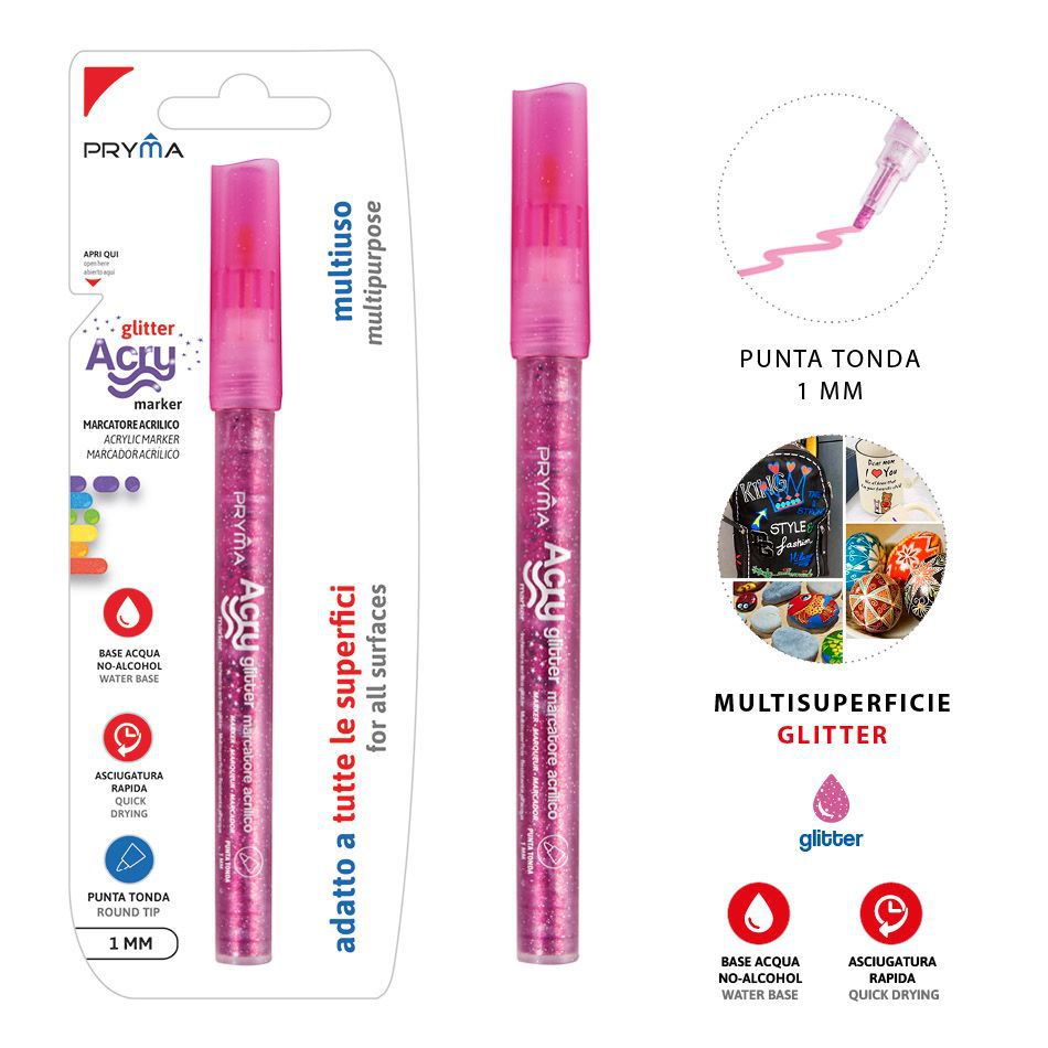 Rotulador redondo acrílico fluorescente 1mm fucsia para manualidades y escritura