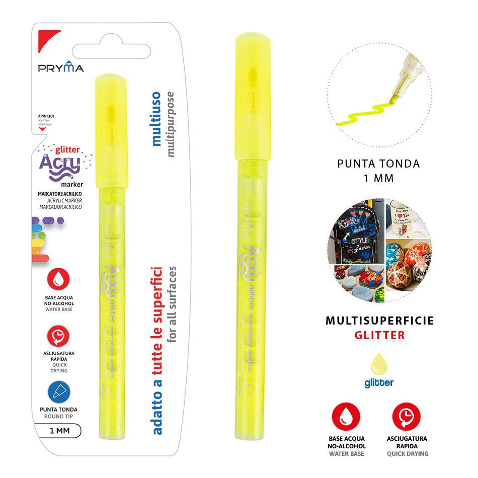 Rotulador redondo acrílico fluorescente 1mm amarillo