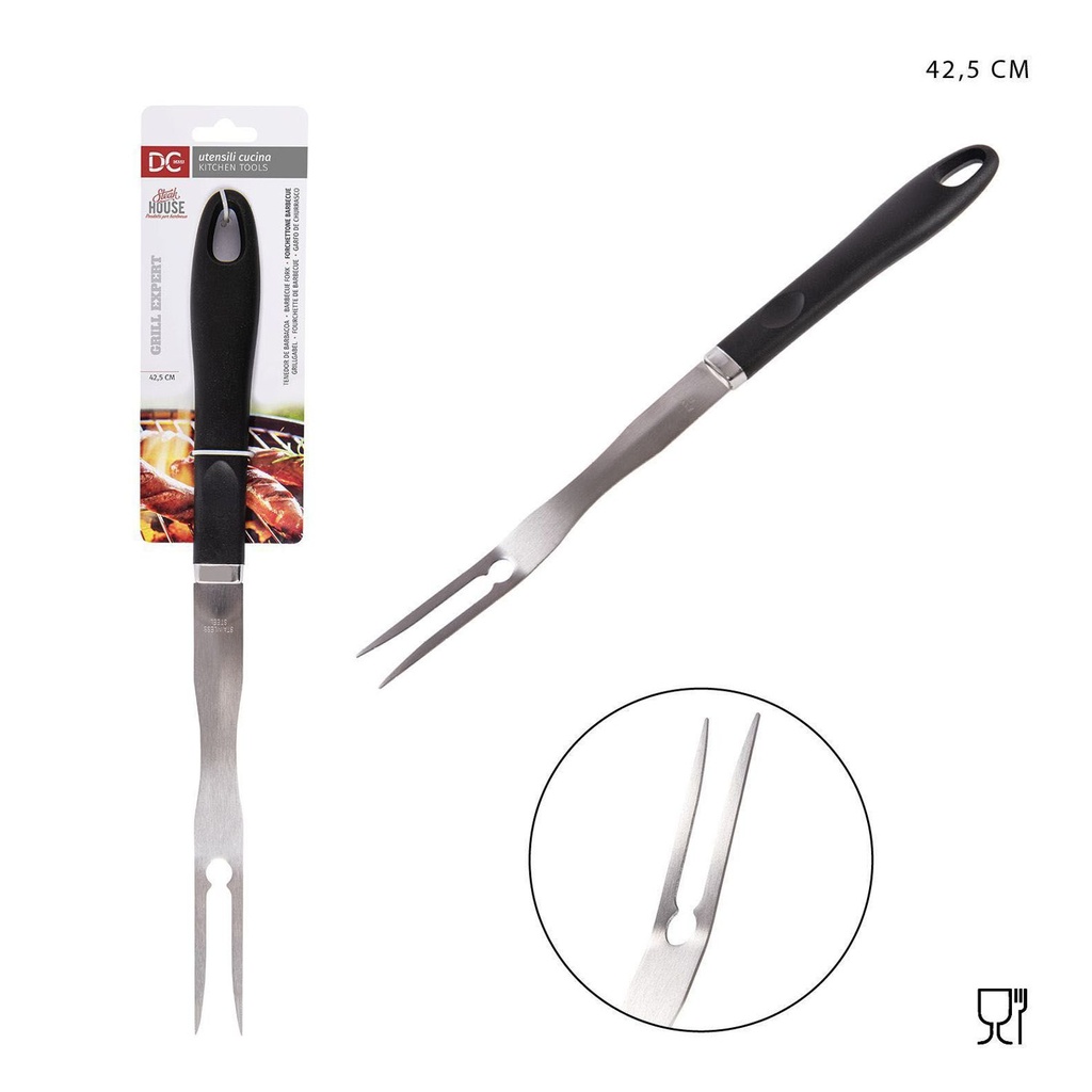 Tenedor trinchador para barbacoa 42.5cm mango negro