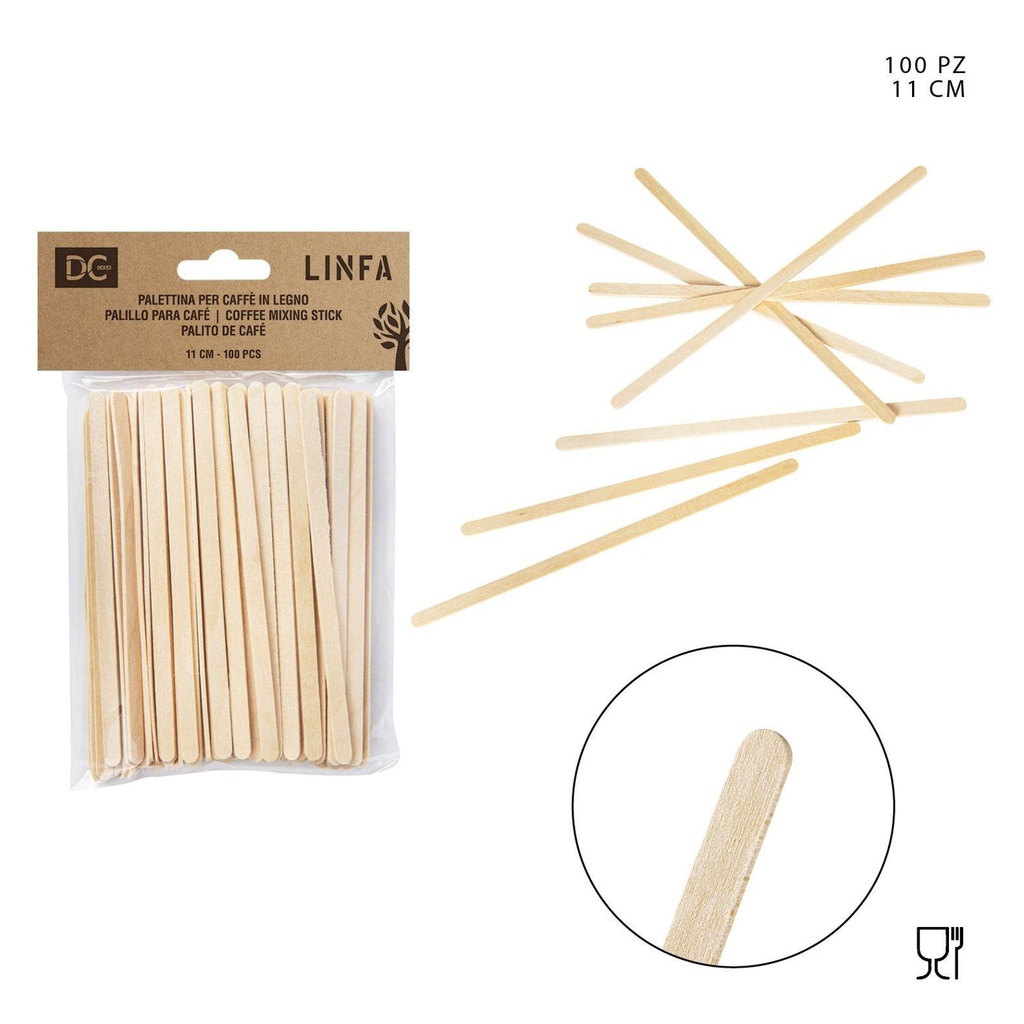 Pajitas de madera para café 11 cm 100PZ - Accesorios de cocina
