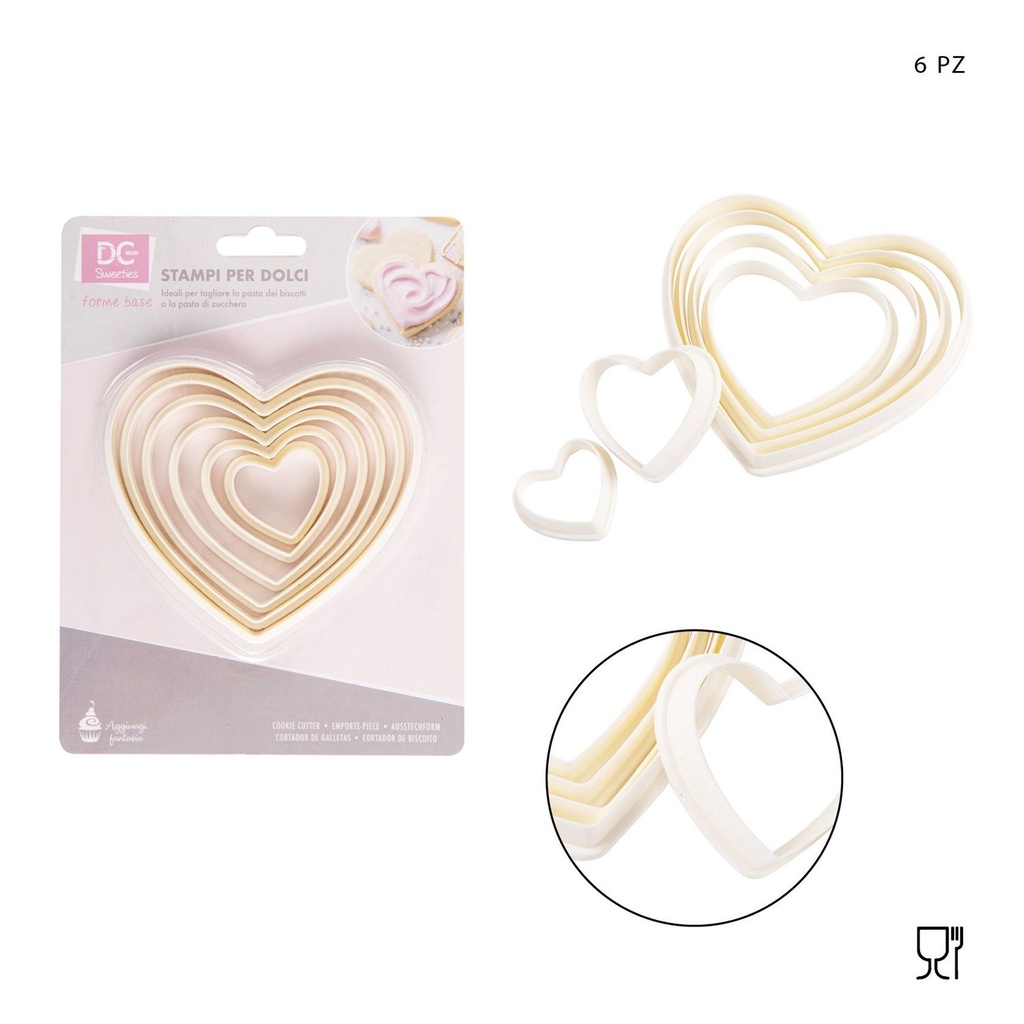 Set de moldes de corazón 6pz para repostería y pastelería