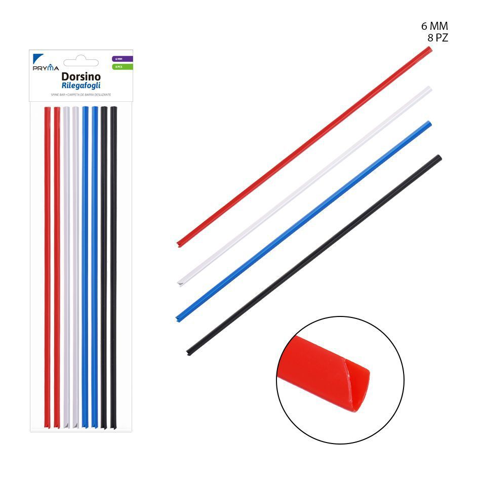 Varilla encuadernadora 6mm 8pz para organización de documentos