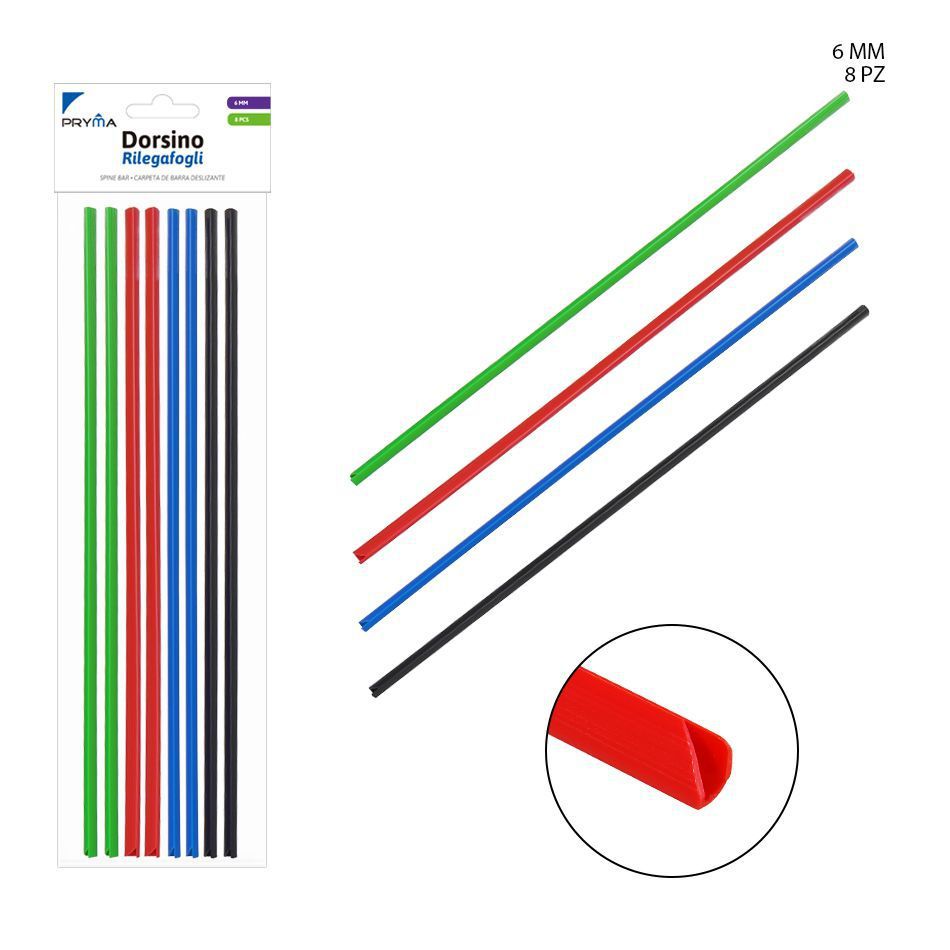 Varilla encuadernadora 6mm 8pz para archivadores