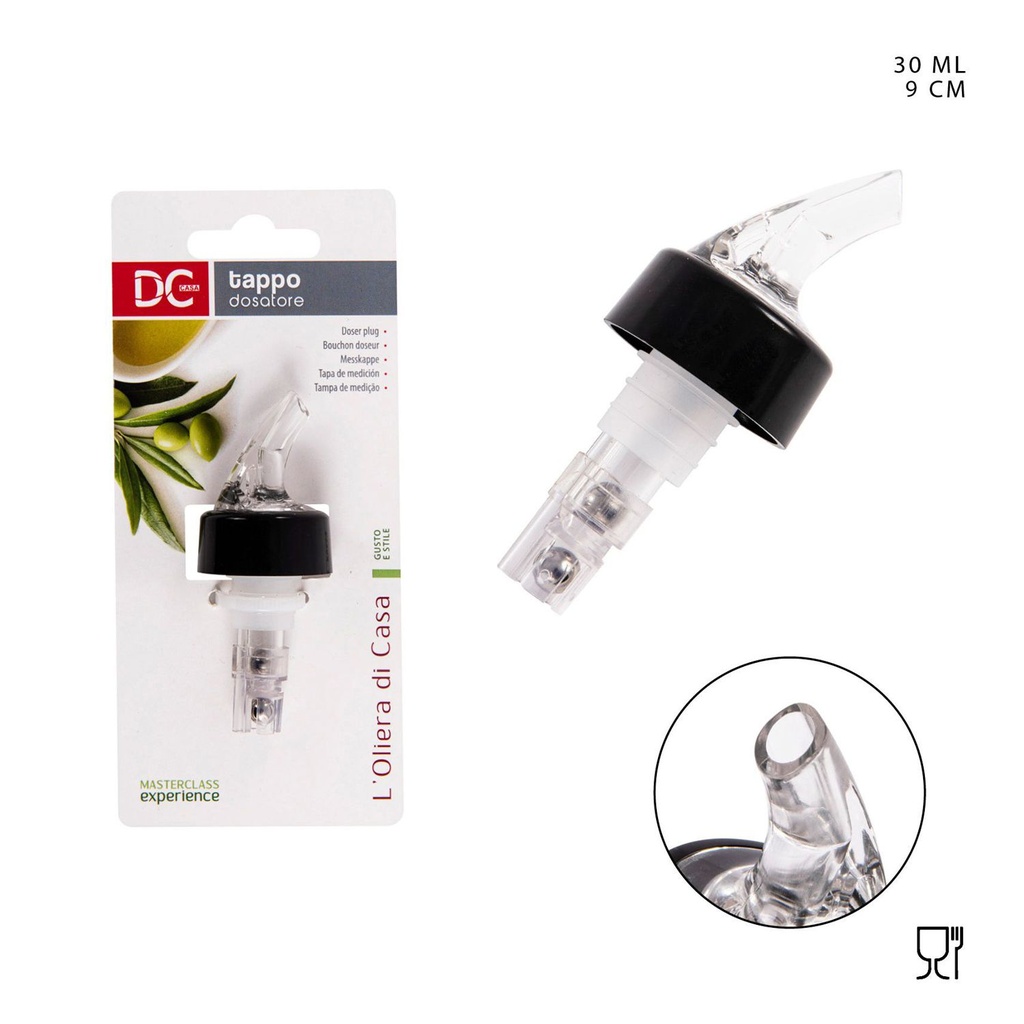 Tapa medidora universal 30ml 7cm transparente para botellas de cocina