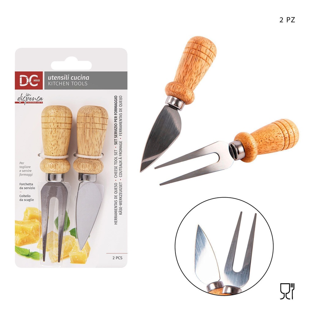 Cuchillo de queso + tenedor 2 pz - Utensilios de cocina