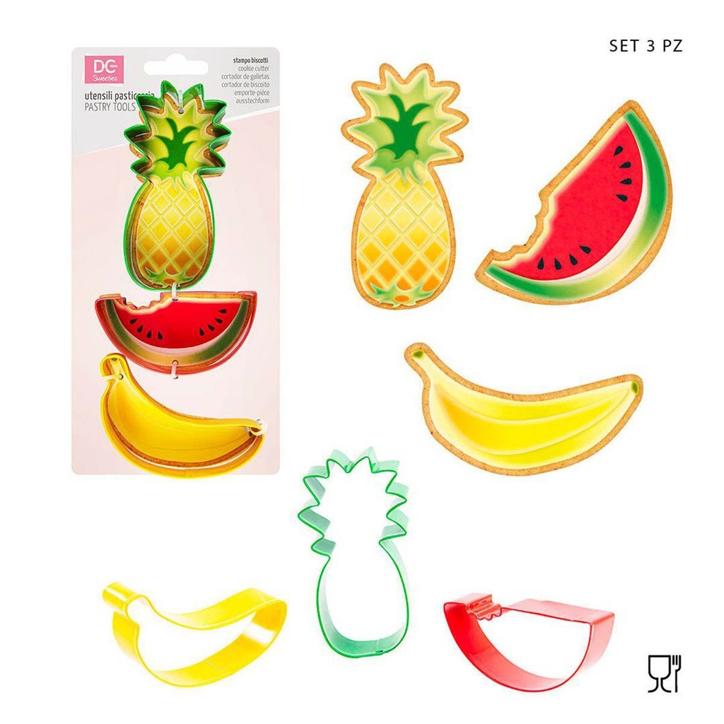 Molde de galletas frutas 3PZ - Utensilios de repostería