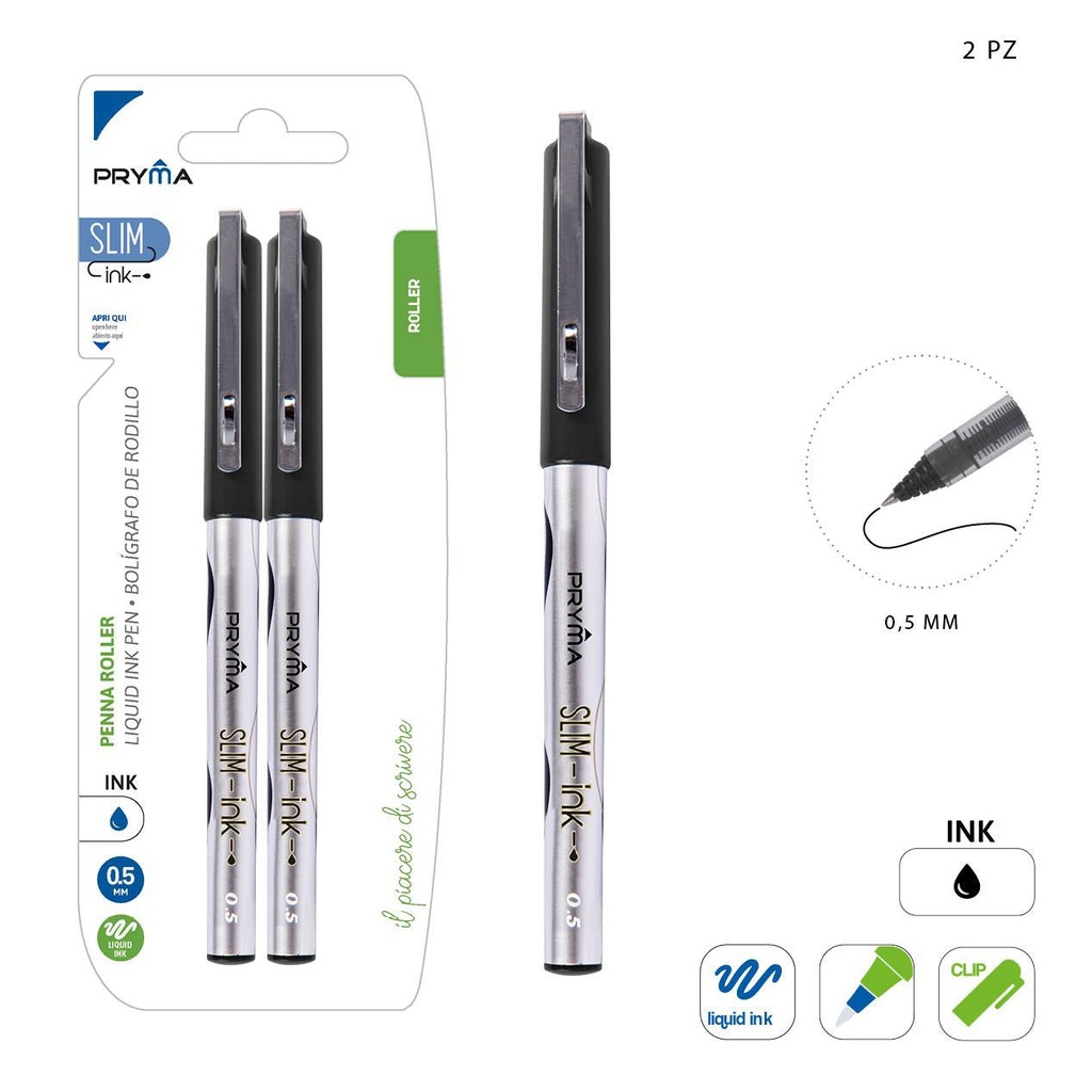 Bolígrafo fino con tapa 0.5mm 2pcs negro para escritura