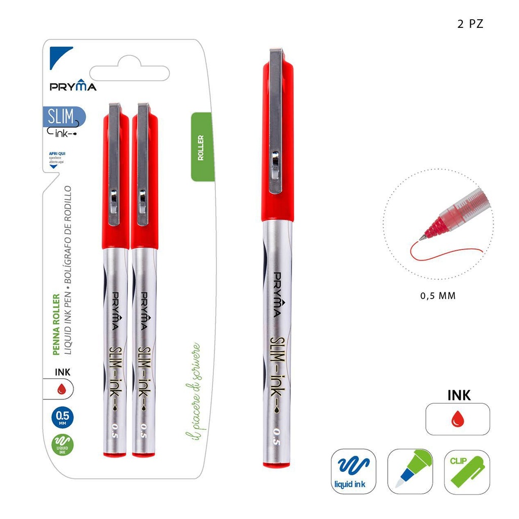 Bolígrafo de tapa fina 0.5mm 2pcs rojo para escritura