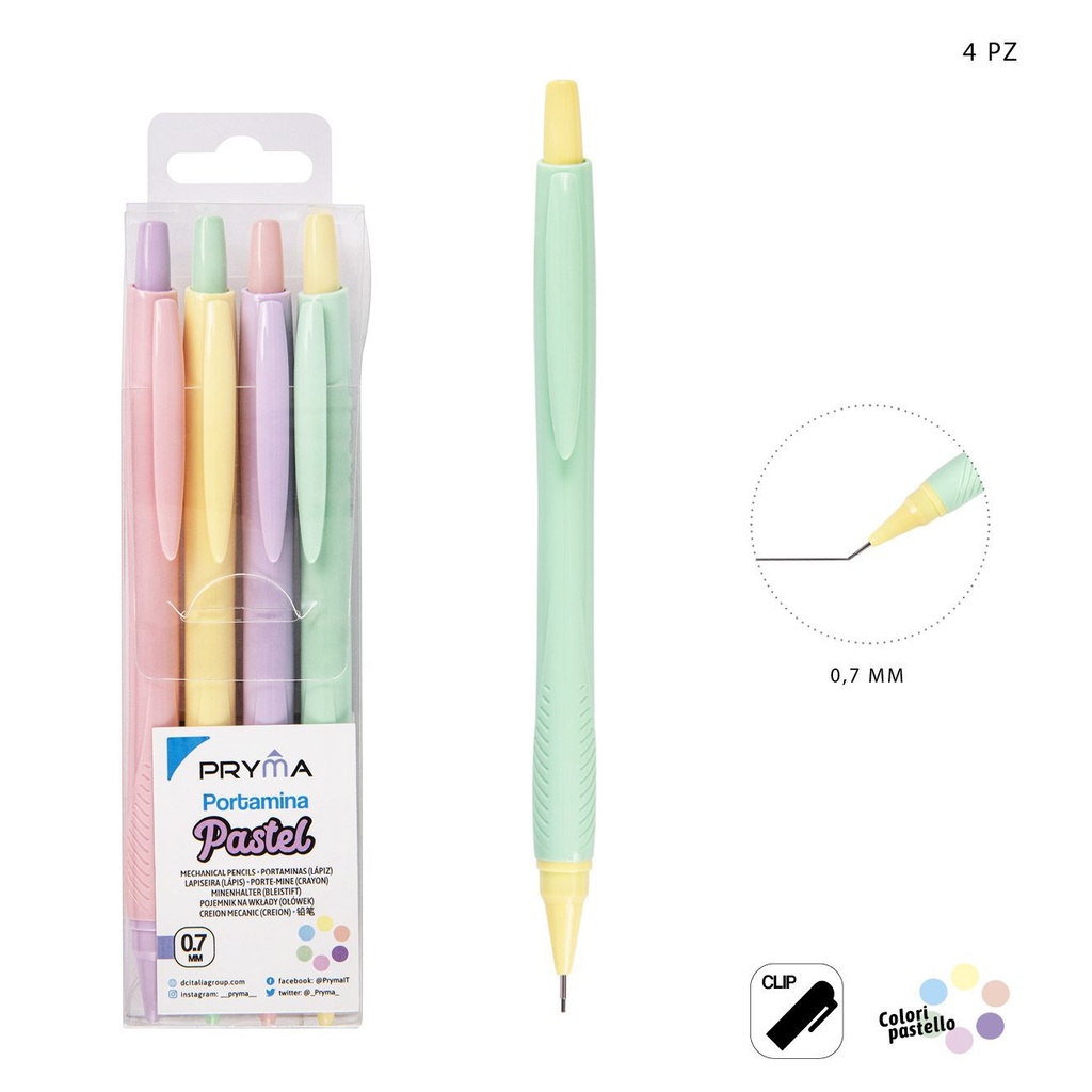 Portaminas pastel 0.7mm 4pcs BL para escritura y dibujo