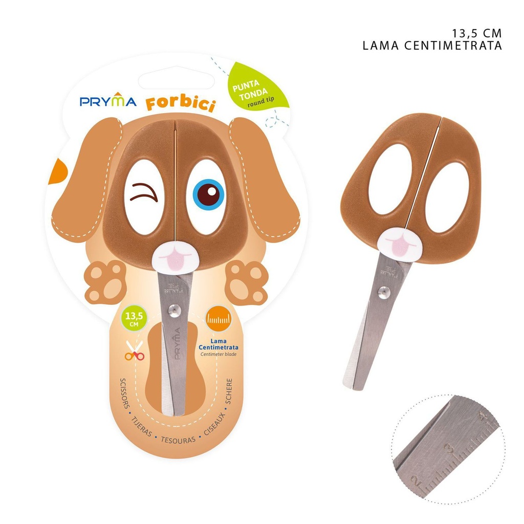 Tijeras con regla de 13.5cm diseño de cachorro