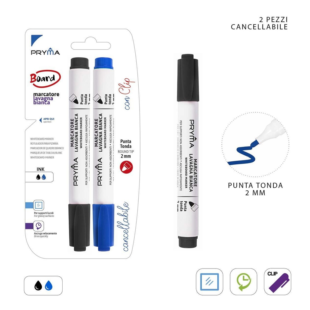 Marcador redondo para pizarra blanca 2 mm 2 piezas N/A - Herramientas de escritura