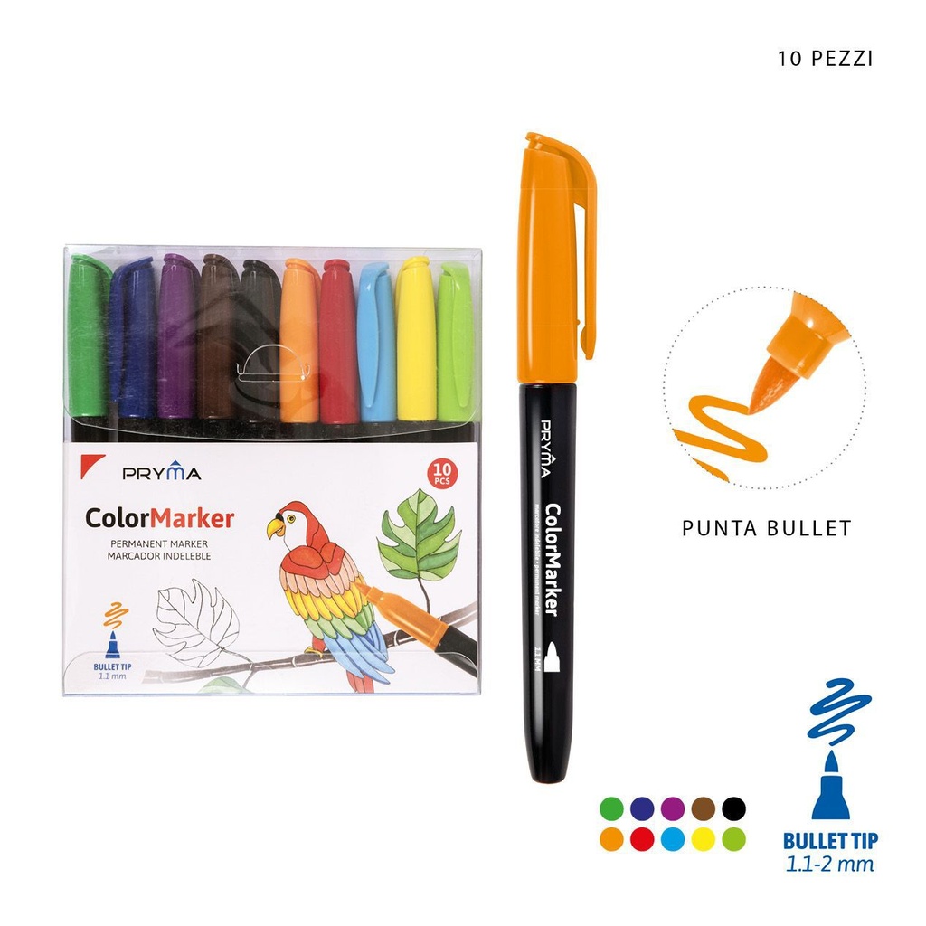 Marcador permanente punta redonda 10pz - Herramientas de escritura PRYMA