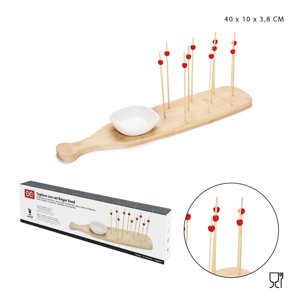 Tabla con cuenca y palillos 40x10x3.8cm para cocina