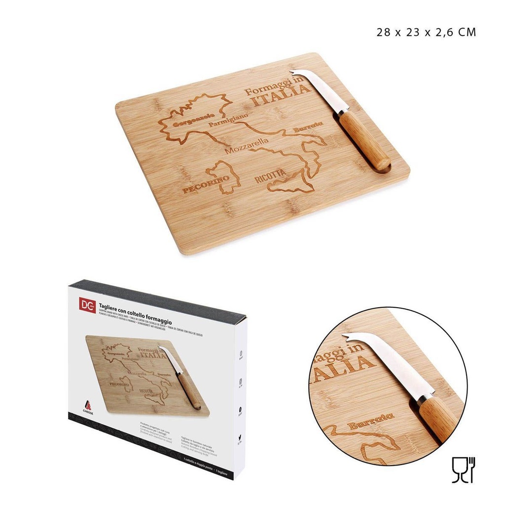 Tablas 28X23X2.6cm + cuchillo de queso - Accesorios para servir queso