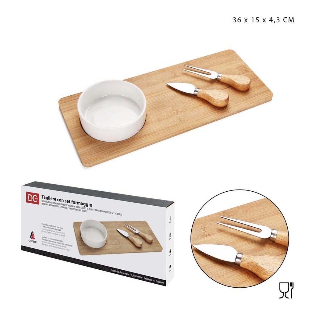 Set de cuchillo y tabla de queso 36x15x4.3 cm - Accesorios de cocina