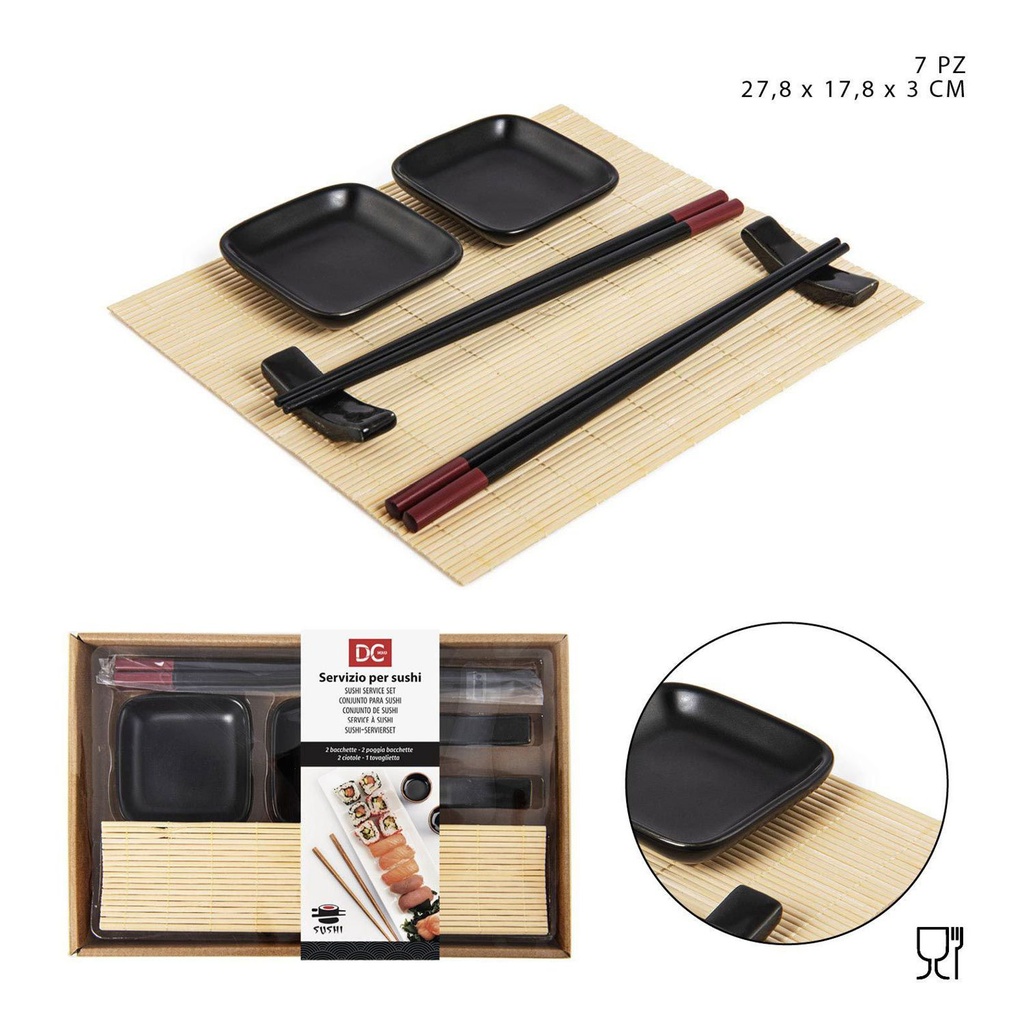 Kit de accesorios para sushi 7pz 27.8x17.8x3cm para cocina