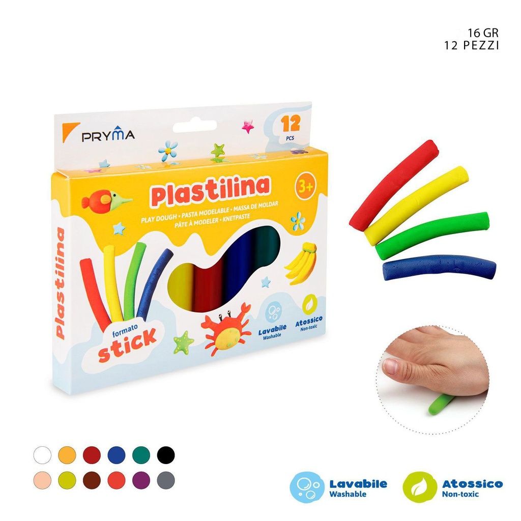 Plastilina 16g 12pz, juguete educativo