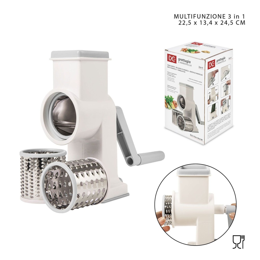 Rallador manual multifuncional 3 en 1 22.5x13.4x24.5 cm - Utensilios de cocina