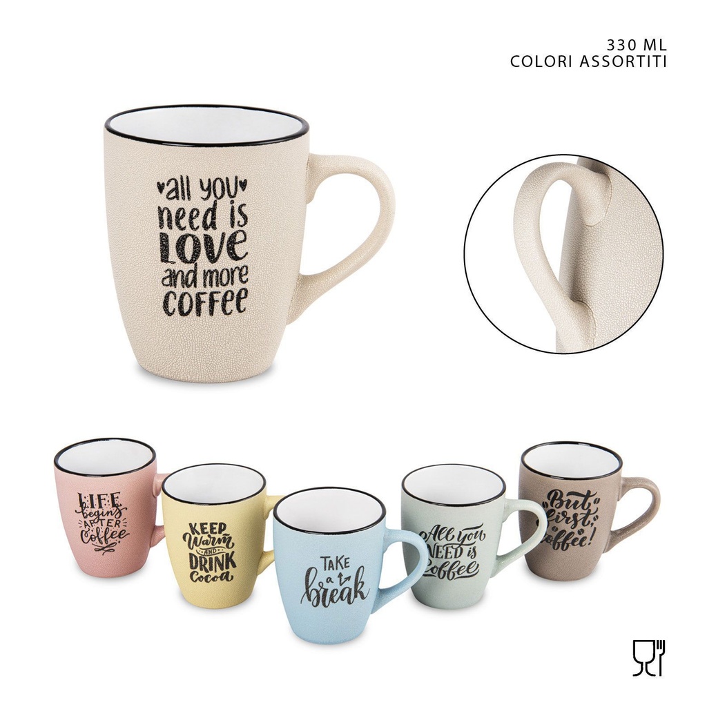 Taza cerámica con asa 330ml - Cerámica y hogar