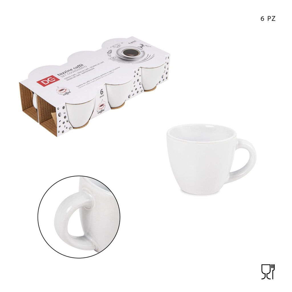 Taza de cerámica con asa 6 piezas - Cerámica