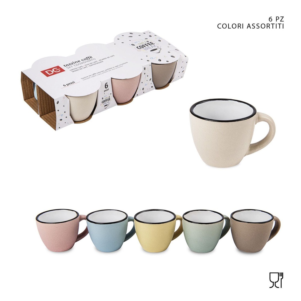 Taza de cerámica con asa 6pcs para café