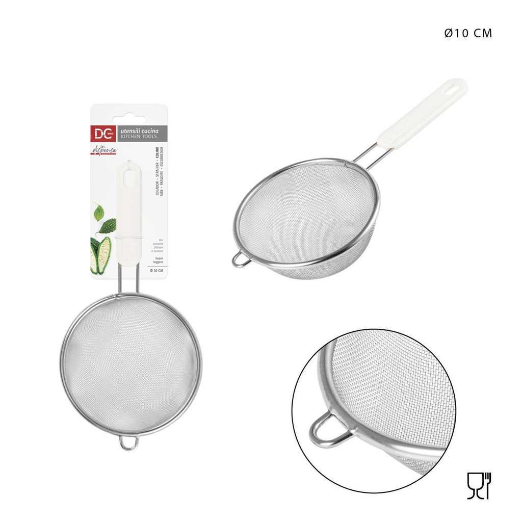 Colador redondo acero con mango 10cm - Artículos de cocina