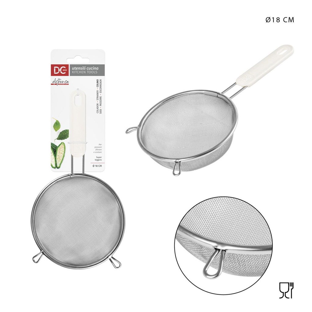 Colador redondo de acero con mango de 18 cm - Accesorios de cocina