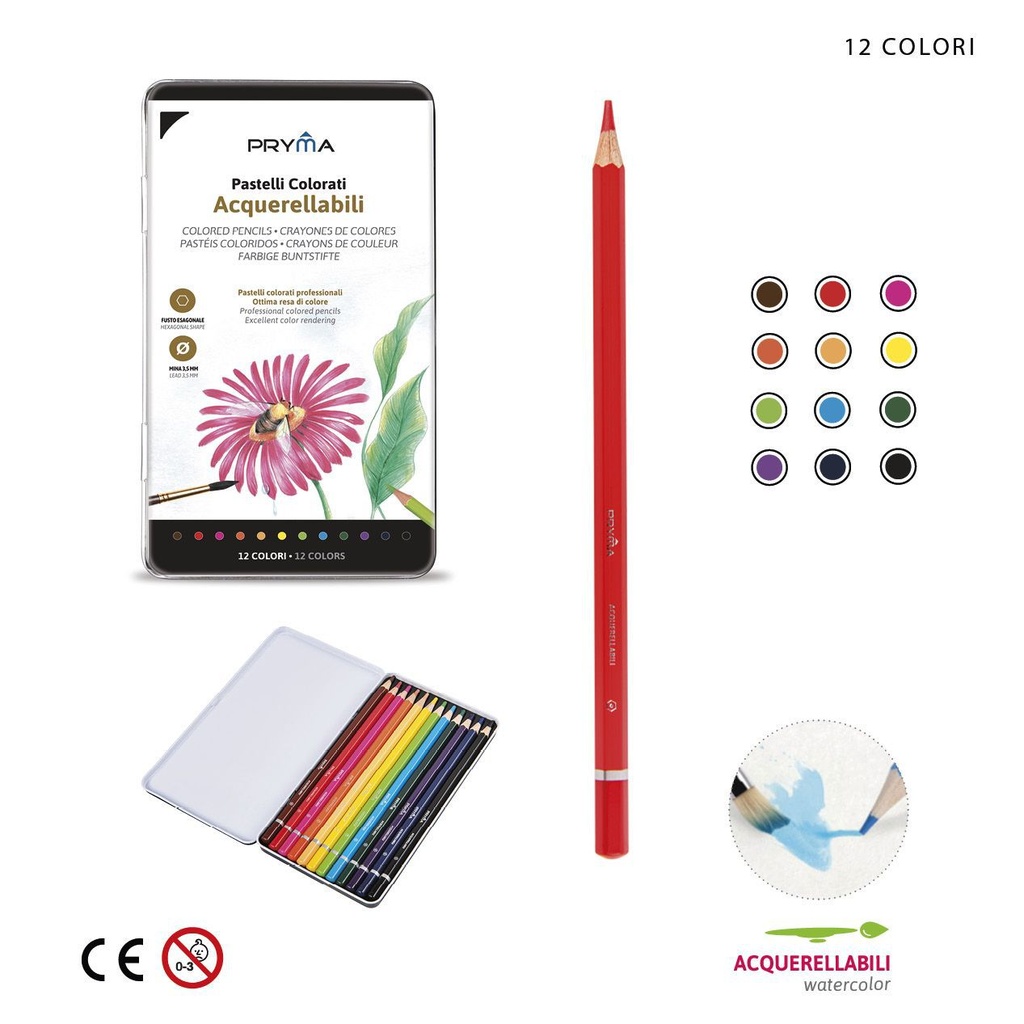 Lápices de colores acuarelables 12 piezas - Herramientas de arte y pinturas