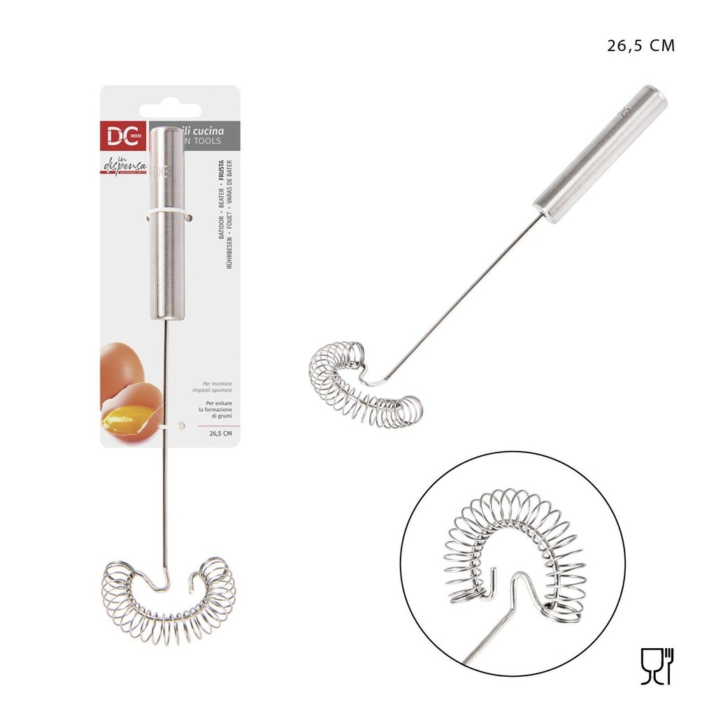 Batidor espiral de acero inoxidable 26.5x7x3.5cm para cocina