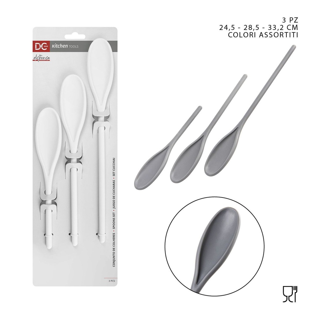 Set de cucharas para ensaladas de plástico 19.5/23.7/28.4cm