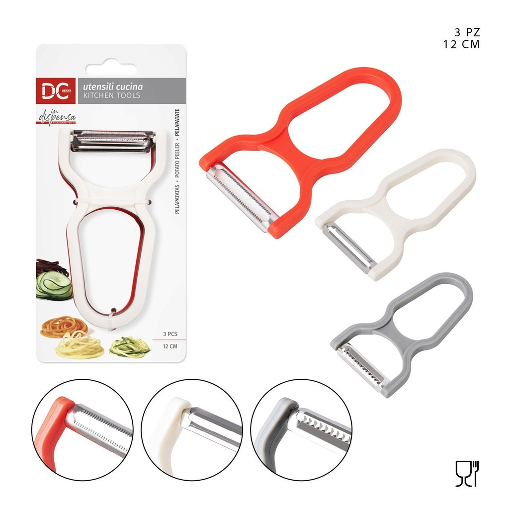 Pelapatatas de acero inoxidable 3pz 12x6.5cm - Utensilios de cocina