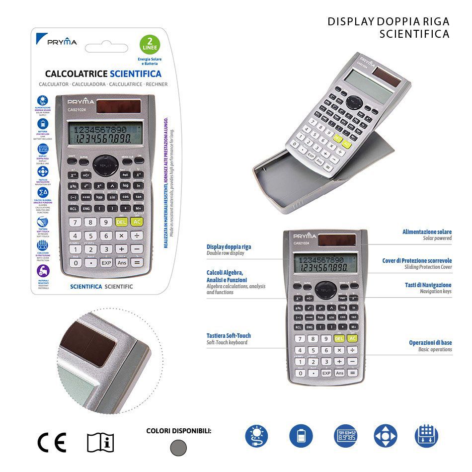 Calculadora científica 2 líneas 156x85x20mm energía solar