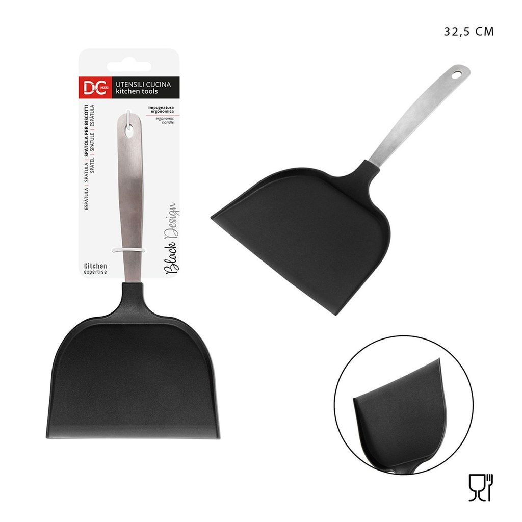 Espátula de galletas negra de nylon 32.5cm para cocina