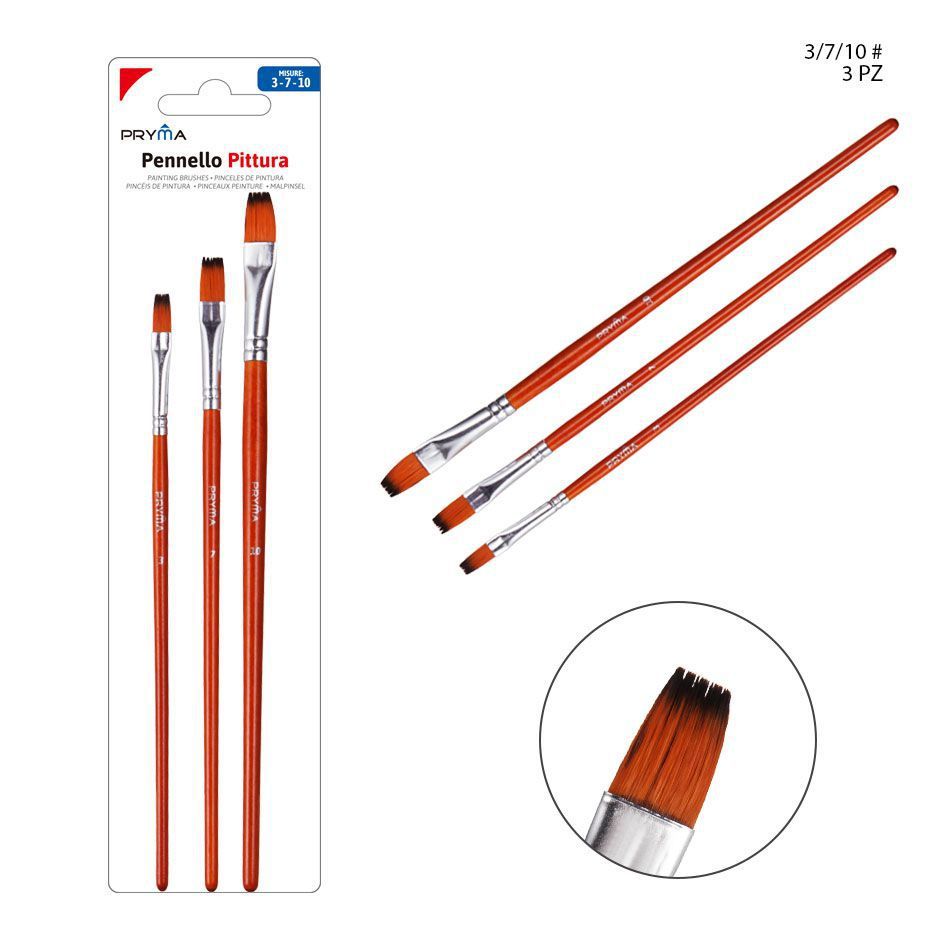 Pincel plano n.3-7-10 3pcs para pintura