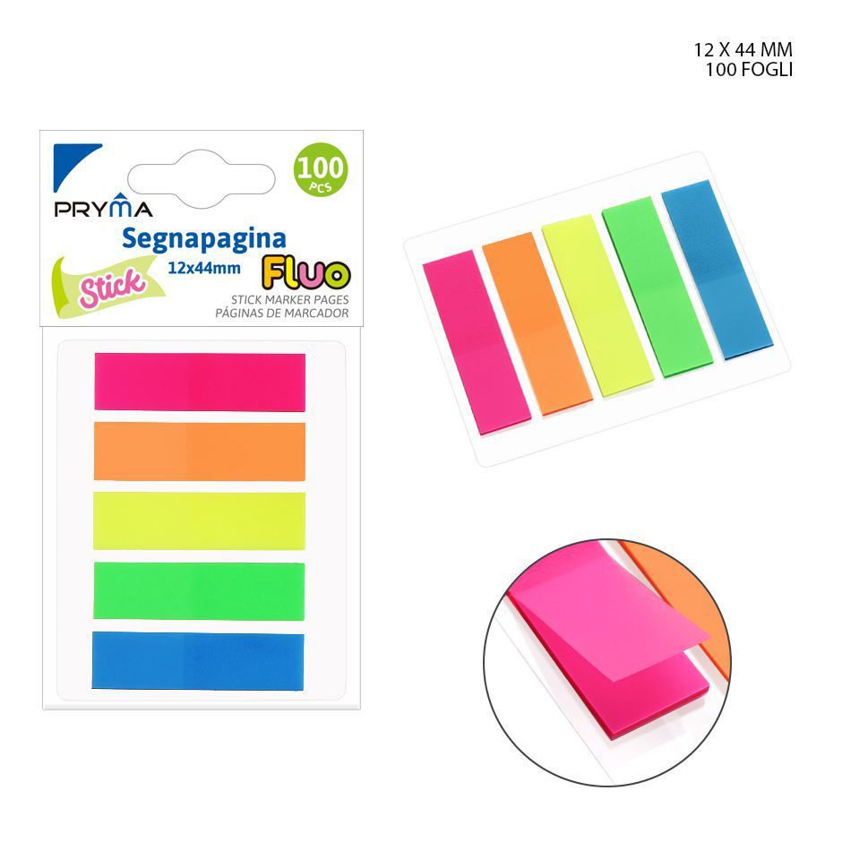 Marcador de página fluorescente 12x44 mm 100ff 5pz - Material de oficina