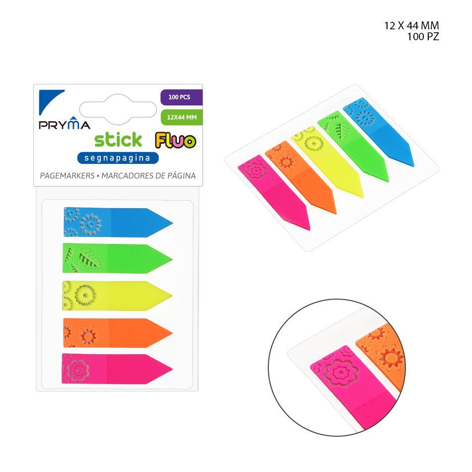  Nota adhesiva fluorescente 12x44 mm 100 hojas 5 piezas - Papelería