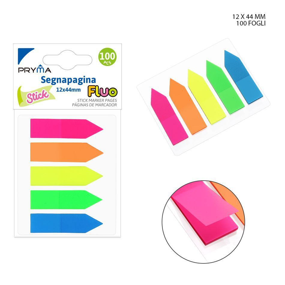  Nota adhesiva fluorescente 12x44 mm 100 hojas 5 piezas - Papelería