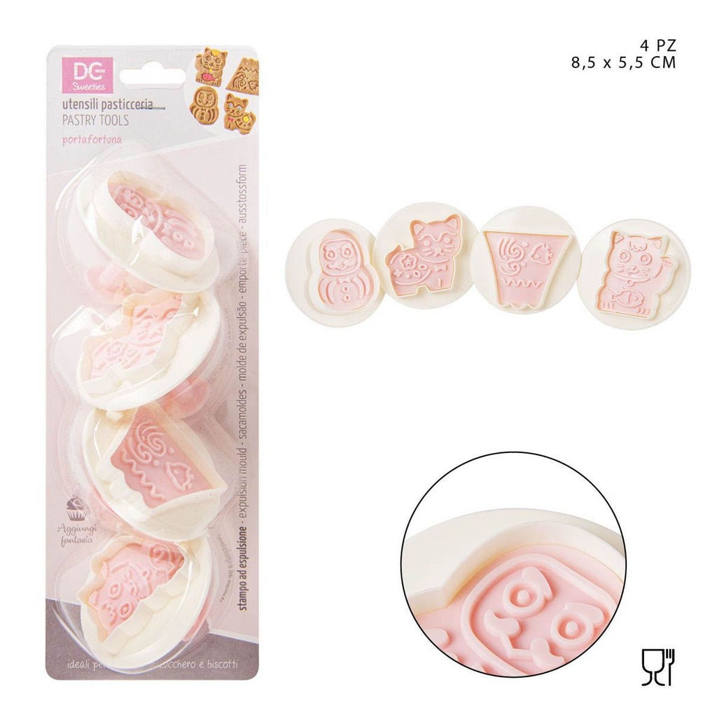Molde de presión para galletas 8.5x5.5cm 4pz - Utensilios de repostería